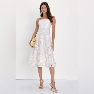 Lulu's Ivory Floral Embroidered Dress